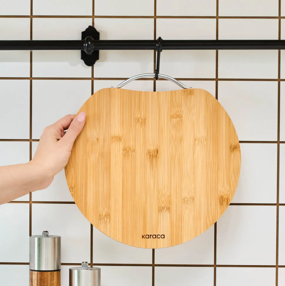 Karaca Owen Bamboo Round Chopping Board, Large, Wood