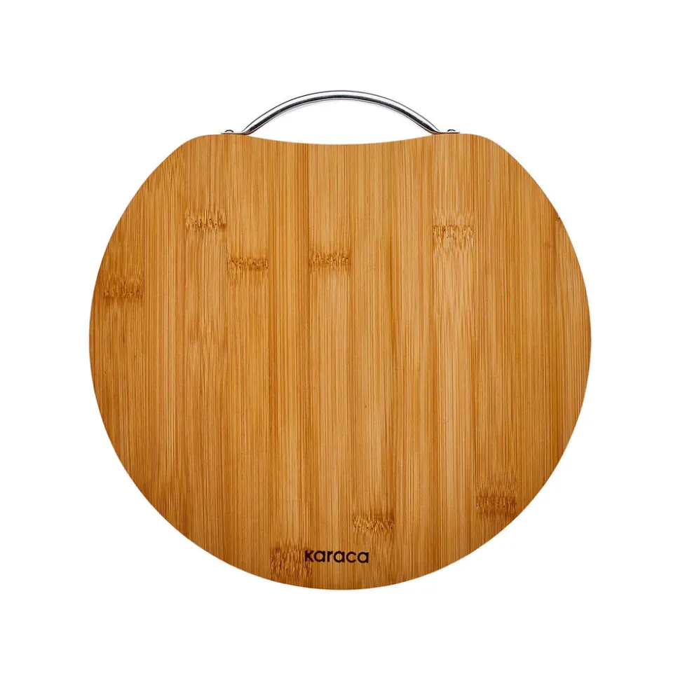 Karaca Owen Bamboo Round Chopping Board, Large, Wood