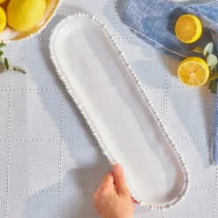 Karaca Perla Melamine Large Serving Platter, 44cm, White