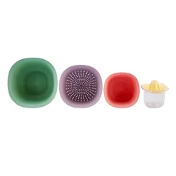 Karaca 4 Piece Multi Purpose Mixing Bowls, Colander and Citrus Squeezer Set, Multi