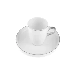 Karaca Pippo 12 Piece Porcelain Espresso Turkish Coffee Cup Set for 6 People, 75ml, White Silver
