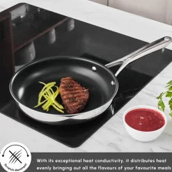 Karaca Plasma Steel 3Ply Non-Stick Induction Frying Pan, 26cm, Silver
