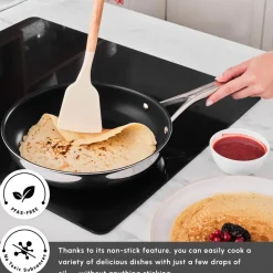 Karaca Plasma Steel 3Ply Non-Stick Induction Frying Pan, 30cm, Silver