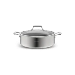 Karaca Plasma Steel 3Ply Non-Stick Induction Shallow Casserole, 28cm, Silver