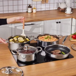 Karaca 3Ply Stainless Steel Guardian 7-Piece Non-Stick Induction Cookware Set, Silver