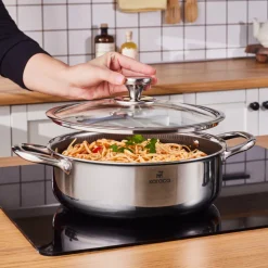 Karaca 3Ply Stainless Steel Guardian 7-Piece Non-Stick Induction Cookware Set, Silver