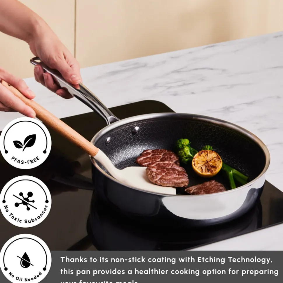 Karaca 3Ply Stainless Steel Sparkle 7-Piece Non-Stick Induction Cookware Set, Silver