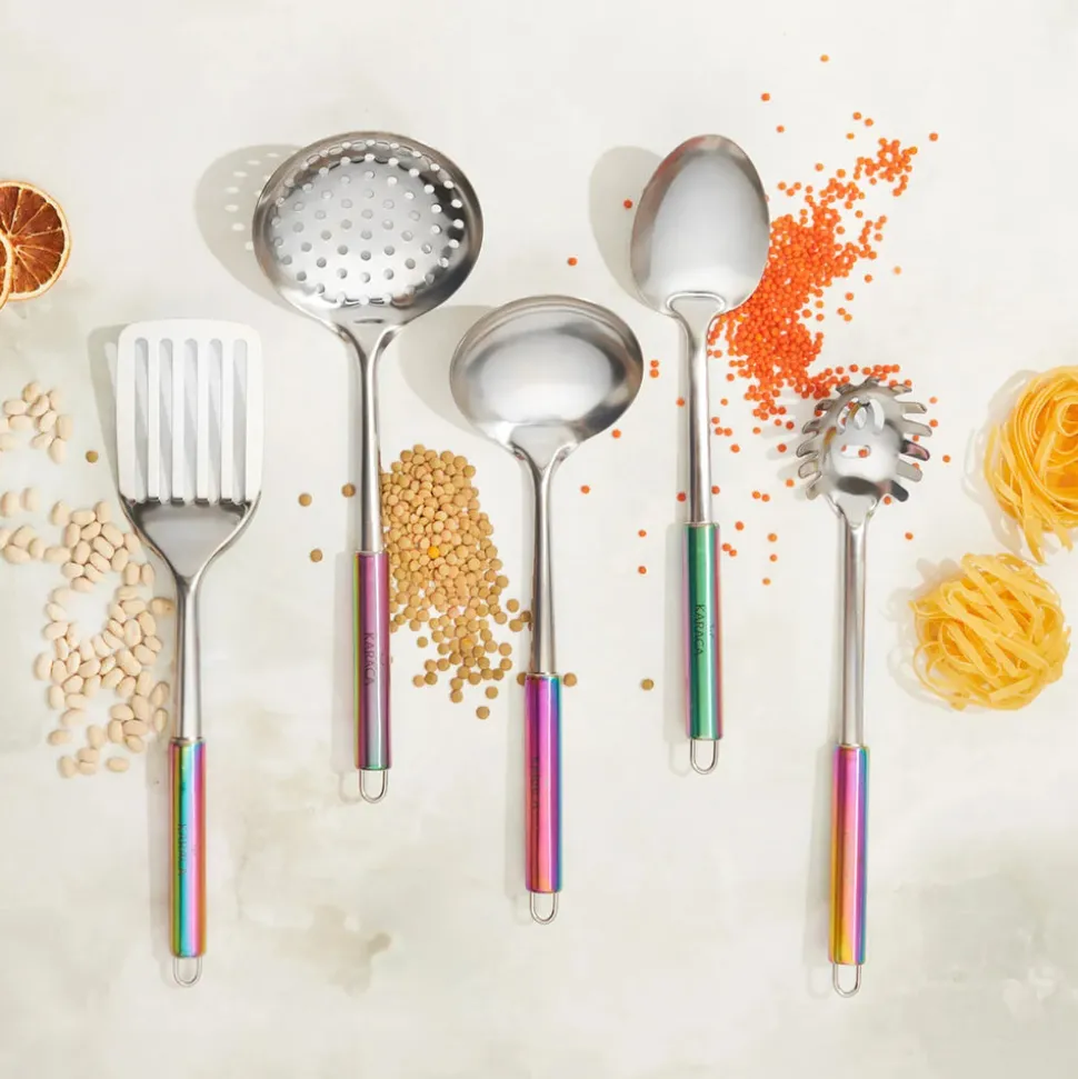 Karaca Pop Up 5 Piece Stainless Steel Kitchen Utensil Set, Multi