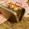 Karaca Portable Stainless Steel Charcoal Barbecue, 40cm, Green
