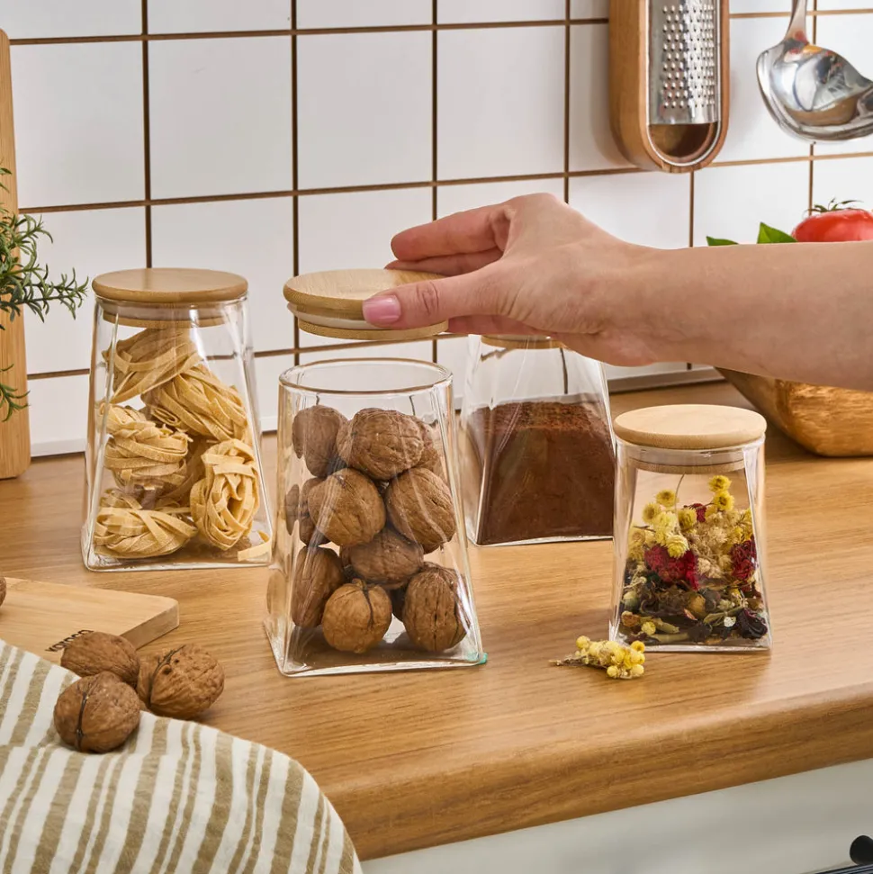 Karaca Prism 4-Piece Storage Container, Transparent