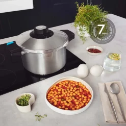 Karaca Quick and Safe 2-Piece Stainless Steel Induction Pressure Cooker Set, 4L+6L, Black Silver