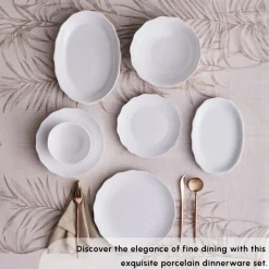 Karaca Rafaela 53-Piece Porcelain Dinner Set for 12 People, White