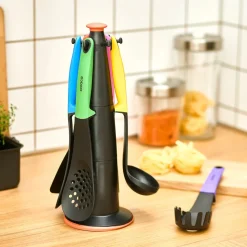 Karaca Rainbow 7-Piece Kitchen Utensil Set with Stand, Multi