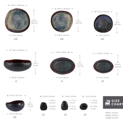 Karaca Red Carpet Collection Earth Collection New Galactic Reactive Glaze 59-Piece Dinner Set for 12 People, Black