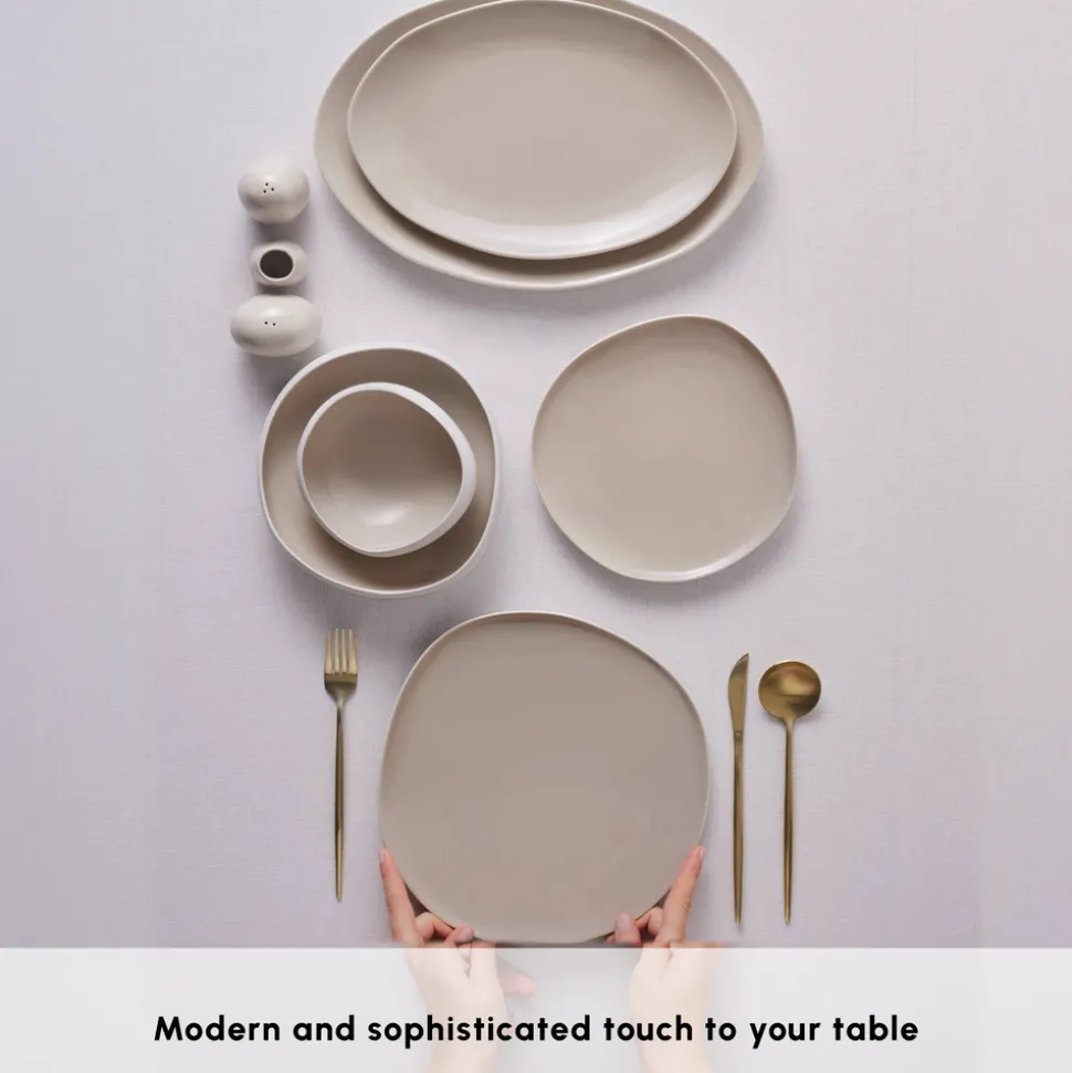 Karaca Red Carpet Collection Earth Collection New Cupid 59-Piece Dinner Set for 12 People, Beige White