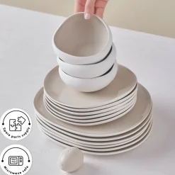Karaca Red Carpet Collection Earth Collection New Cupid 59-Piece Dinner Set for 12 People, Beige White