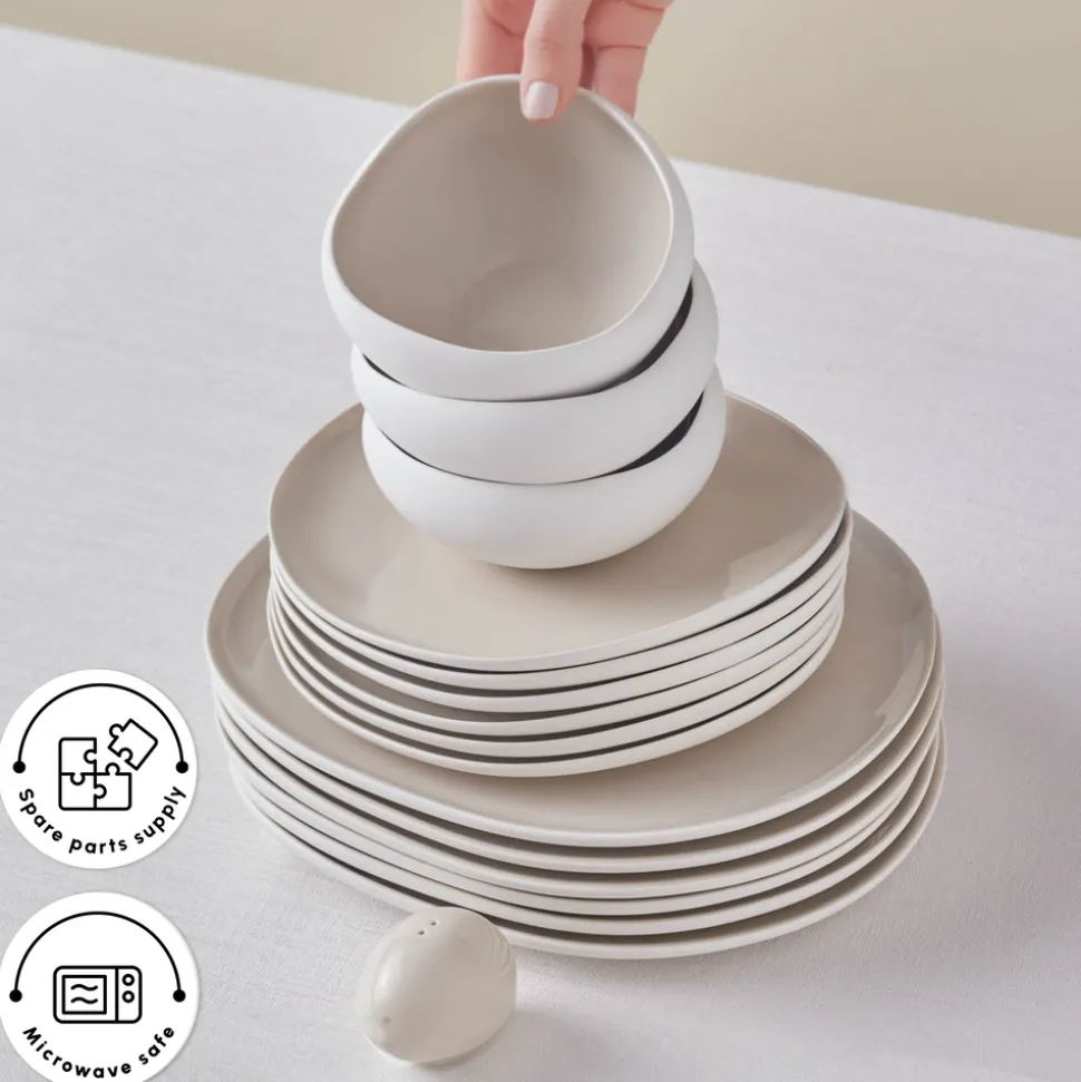 Karaca Red Carpet Collection Earth Collection New Cupid 59-Piece Dinner Set for 12 People, Beige White