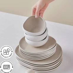 Karaca Red Carpet Collection Earth Collection New Cupid 59-Piece Dinner Set for 12 People, Beige White