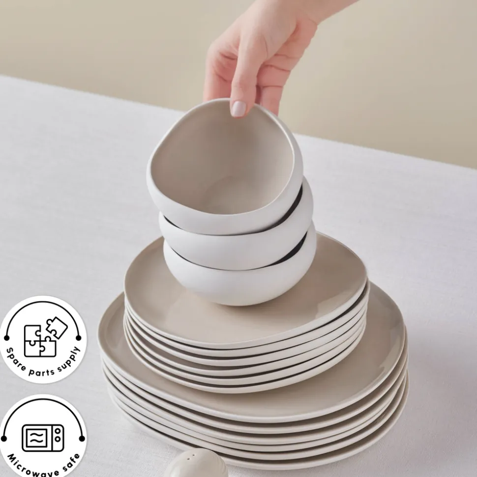 Karaca Red Carpet Collection Earth Collection New Cupid 59-Piece Dinner Set for 12 People, Beige White
