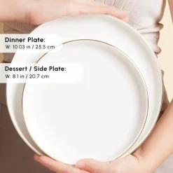 Karaca Red Carpet Collection Stream Bone China New Saturn 59-Piece Dinner Set for 12 People, White Gold
