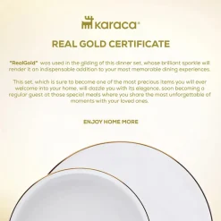 Karaca Red Carpet Collection Stream Bone China New Saturn 59-Piece Dinner Set for 12 People, White Gold