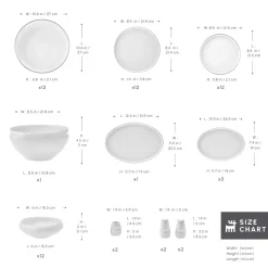 Karaca Red Carpet Collection Stream Bone China New Sunset 59-Piece Dinner Set for 12 People, Platinum White