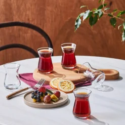 Karaca İrem 6-Piece Glass Turkish Tea Set for 6 People, 132ml, Transparent