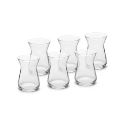 Karaca İrem 6-Piece Glass Turkish Tea Set for 6 People, 132ml, Transparent