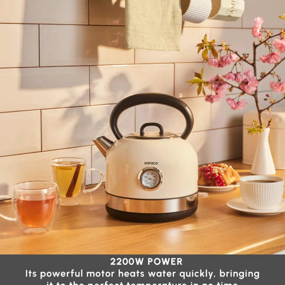 Karaca Retro 2202 Kettle, 2200W, 1,7L, Cream