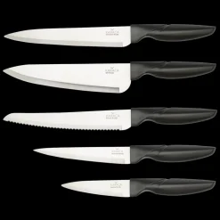 Karaca Retro 5 Piece Knife Block Set, Anthracite