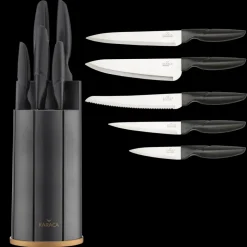 Karaca Retro 5 Piece Knife Block Set, Anthracite