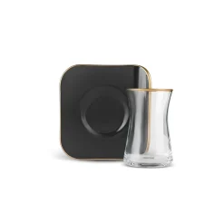 Karaca Retro 12-Piece Turkish Tea Set for 6 People, 165ml, Black