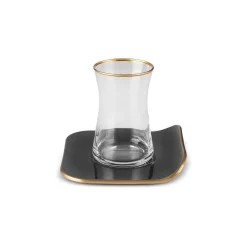 Karaca Retro 12-Piece Turkish Tea Set for 6 People, 165ml, Black