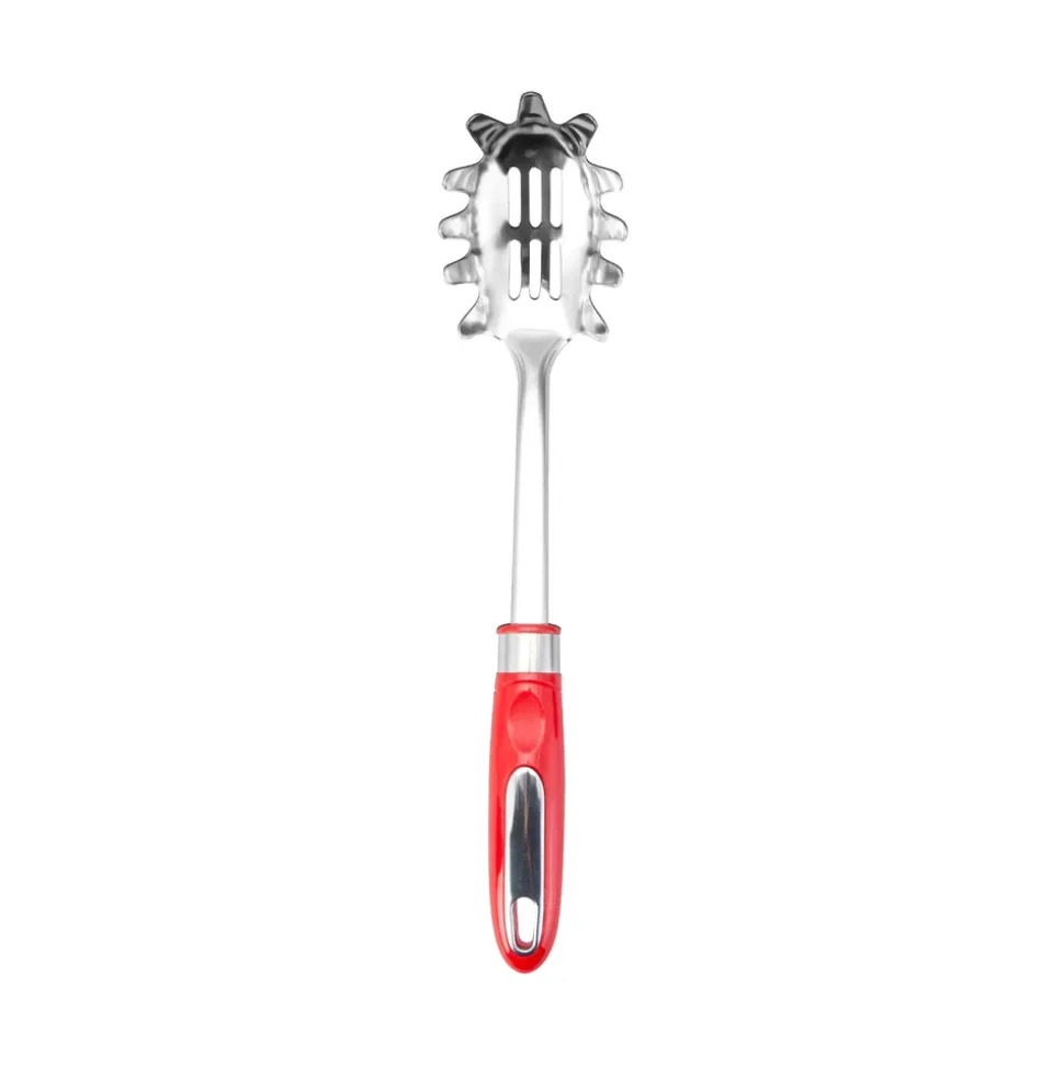Karaca Retro Stainless Steel Pasta Spoon, Red Silver