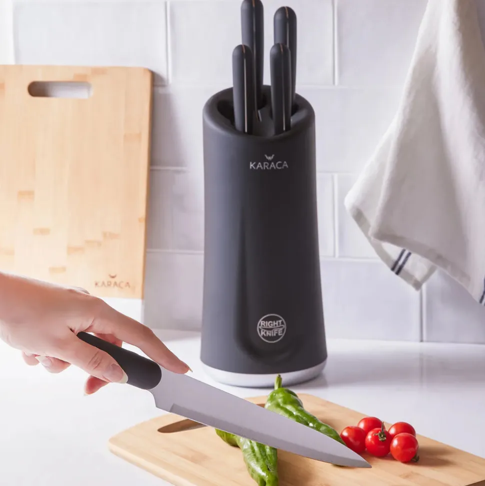 Karaca Right 5 Piece Knife Block Set, Black