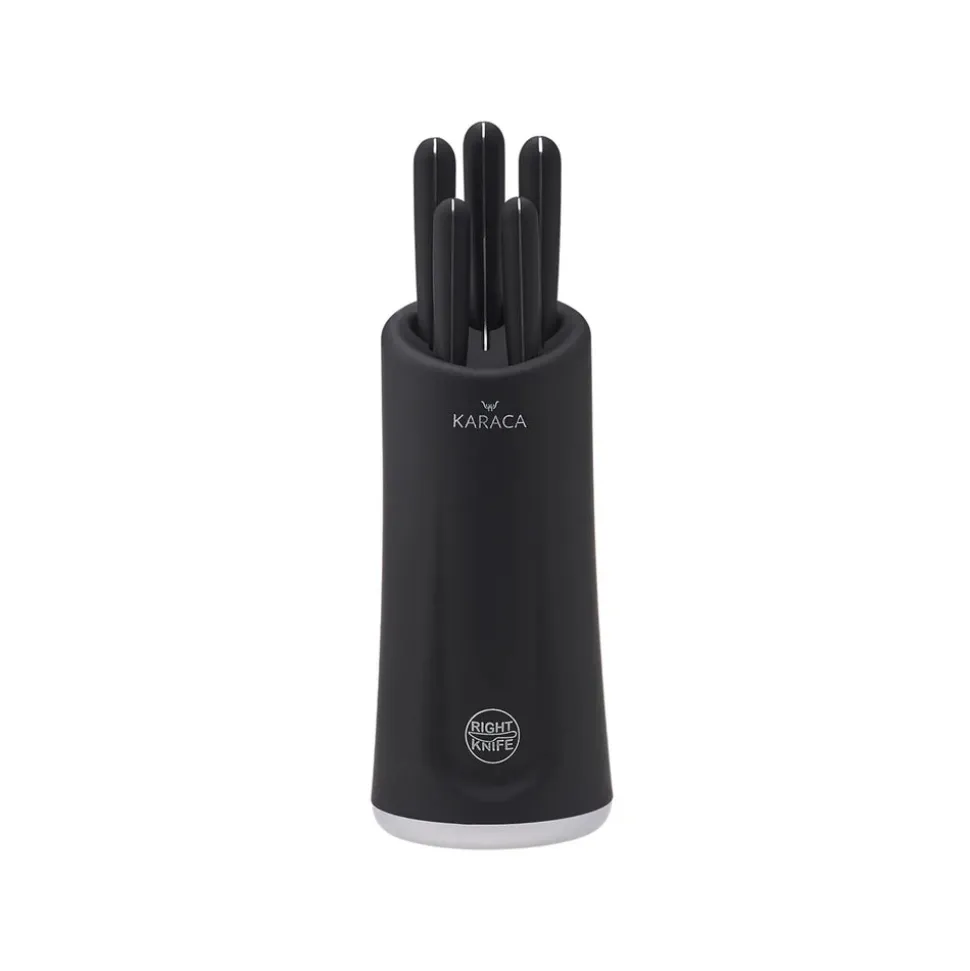 Karaca Right 5 Piece Knife Block Set, Black