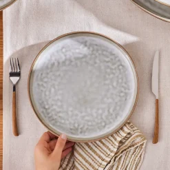 Karaca Rixton Ceramic Dinner Plate, 27cm, Beige