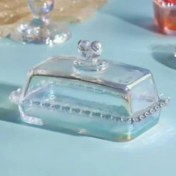 Karaca Rory Glass Butter Dish 17cm, Transparent