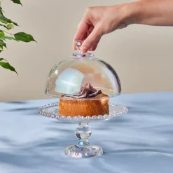 Karaca Rory Glass Cake Dome with Stand, 19cm, Transparent