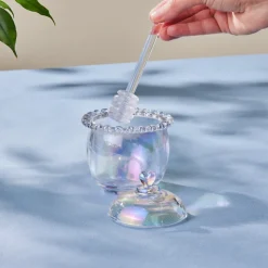 Karaca Rory Glass Honey Pot, 9cm, Transparent