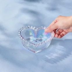 Karaca Rory Heart Glass CerealSoup Bowl, 13cm, Transparent