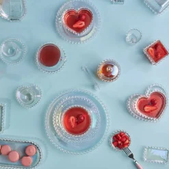Karaca Rory Heart Glass Side Plate, 18cm, Transparent