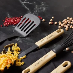 Karaca Rossa 6 Piece Kitchen Utensil Set, Cream Black