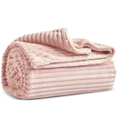 Karaca Ruby Stripe Wellsoft Blanket, Single, Pink