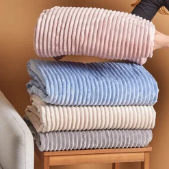 Karaca Ruby Stripe Wellsoft Blanket, Single, Pink