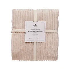 Karaca Ruby Stripe Wellsoft Blanket, Double, Ecru