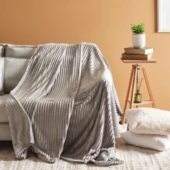 Karaca Ruby Stripe Wellsoft Blanket, Double, Grey