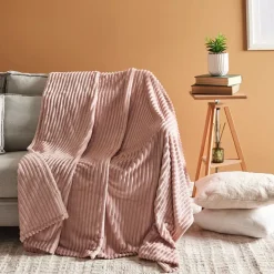 Karaca Ruby Stripe Wellsoft TV Blanket, 130x150cm, Pink