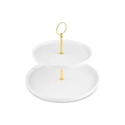 Karaca Salvare Bone China 2-Tier Cake Stand, White