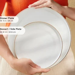 Karaca Santo 18-Piece Bone China Dinner Set for 6 People, White Gold
